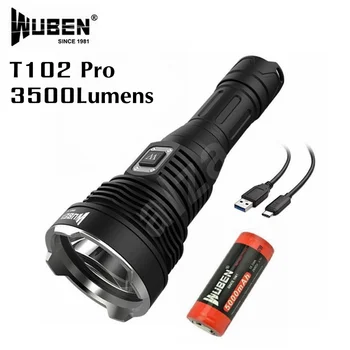 WUBEN T102 Pro Фонарик 3500Lumen высокой мощности Перезаряжаемый светодиодный фонарь Водонепроницаемый тактический фонарь для самообороны кемпинга