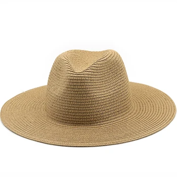 Простая Летняя Соломенная шляпа от Солнца с большими полями 10 см, Шляпы для женщин, Шляпы для Мужчин, Повседневная Панама в западном стиле, Солнцезащитные шляпы Gorros