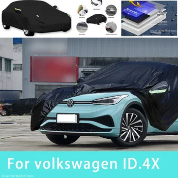 Для Volkswagen ID.4X Наружная защита, полные автомобильные чехлы, Снежный покров, солнцезащитный козырек, Водонепроницаемые пылезащитные внешние автомобильные аксессуары