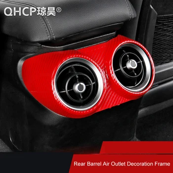 Боковые крышки вентиляционного отверстия приборной панели QHCP, наклейки на вентиляционное отверстие заднего кондиционера, ABS, Карбоновое волокно, Стиль Красный для Alfa Romeo Giulia