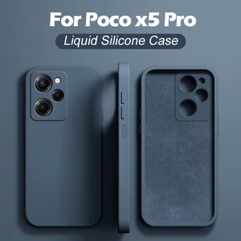 Чехол Poco X5 Pro Оригинальный Жидкий Силиконовый чехол с полной защитой Для телефона Poco X5 Pro, чехол для телефона Poco X 5 Pro X5Pro Pocox5 Pro 5G