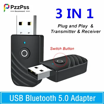 PzzPss USB Bluetooth 5,0 Адаптер 3 В 1 Аудиоприемник Передатчик 3,5 Мм AUX Стерео Адаптер Для Телевизора ПК, Компьютера, Автомобильных Аксессуаров