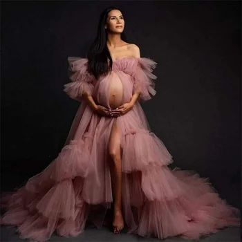 Женское тюлевое платье для беременных для фотосессии, многоуровневая сетчатая фотография, Свадебное платье для душа ребенка, платье для выпускного вечера для беременных, сшитое на заказ